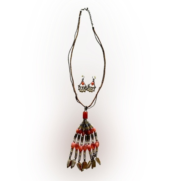 Chico's Jewelry - Chico’s Elegant Pink and Silver Necklace and Earring Set